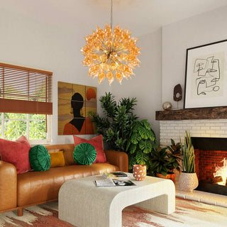 Dandelion glass chandelier wide — orange sputnik ceiling fixture
