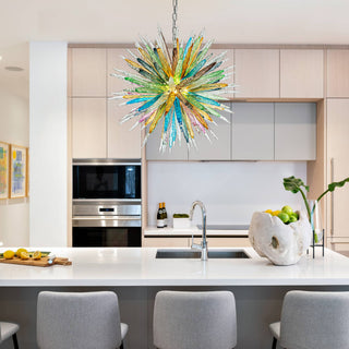 Murano Glass Chandelier – Multicolored Blown Glass Lighting With Stalactite Spikes
