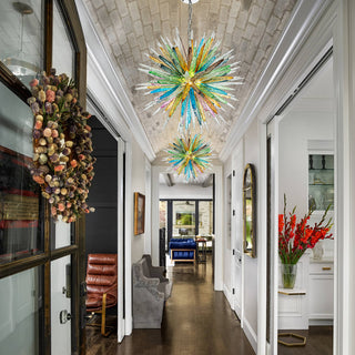 Murano Glass Chandelier – Multicolored Blown Glass Lighting With Stalactite Spikes
