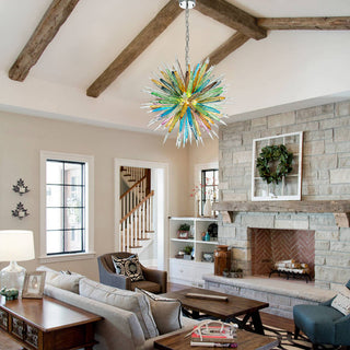 Murano Glass Chandelier – Multicolored Blown Glass Lighting With Stalactite Spikes