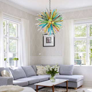 Murano Glass Chandelier – Multicolored Blown Glass Lighting With Stalactite Spikes
