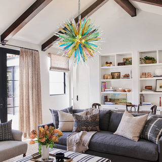 Murano Glass Chandelier – Multicolored Blown Glass Lighting With Stalactite Spikes