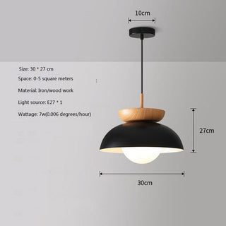 Suspension moderne en fer – Suspension créative en métal et bois pour éclairage de salle à manger