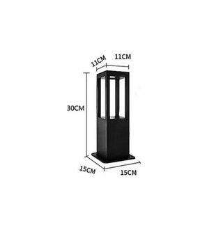Modern Garden Lamp – Black Aluminium Bollard Light with Tempered Glass Illumination