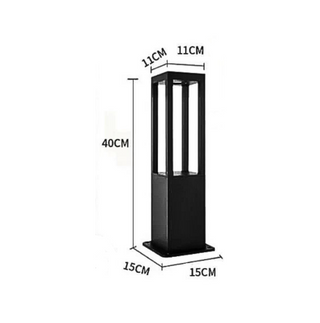 Modern Garden Lamp – Black Aluminium Bollard Light with Tempered Glass Illumination
