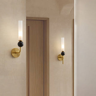 Copper long pole corridor wall lamp luxury angle — marble brass