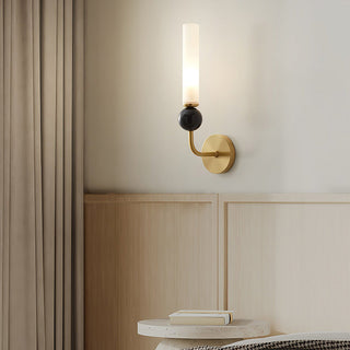 Copper corridor wall lamp luxury long pole — brass marble sconce