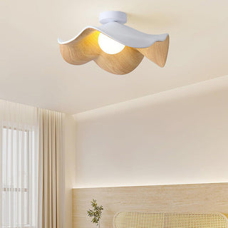 Wood lotus resin ceiling fixture illuminated, Scandinavian warm