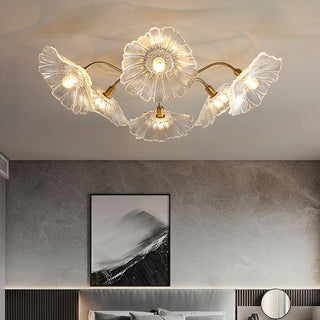 Frosted glass lotus ceiling fixture vintage – metal