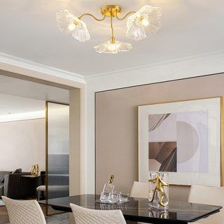 Vintage frosted glass ceiling light – lotus metal fixture