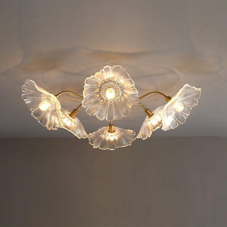 Metal lotus ceiling lamp vintage – frosted glass side view