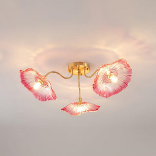 Vintage metal lotus ceiling lamp frosted glass