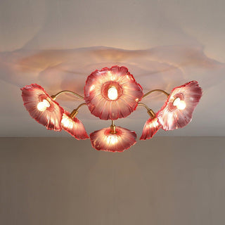Metal frosted ceiling fixture lotus – vintage glass