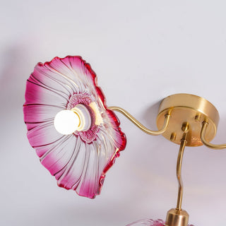 Vintage Glass Ceiling Light - Lotus Leaf Design Frosted Glass Lamp, Metal Fixture