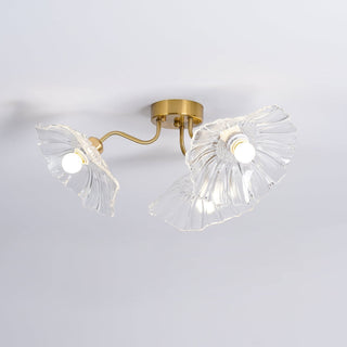 Vintage ceiling lamp frosted lotus glass – metal close-up