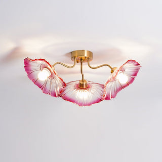 Vintage Glass Ceiling Light - Lotus Leaf Design Frosted Glass Lamp, Metal Fixture