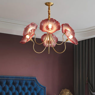 Lotus leaf pendant glass chandelier modern ceiling close-up