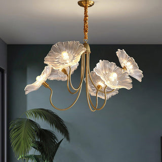 Modern glass chandelier lotus leaf design living room pendant