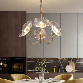 Glass lotus leaf chandelier modern pendant living room lamp