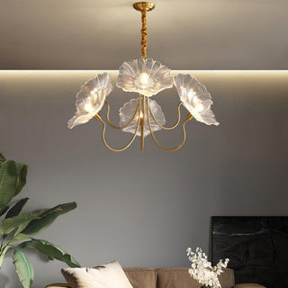 Lotus chandelier glass leaf design modern living room pendant