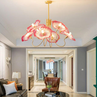 Contemporary lotus glass chandelier leaf pendant light