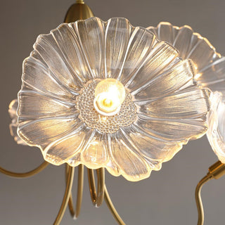 Modern glass lotus leaf pendant chandelier ceiling fixture
