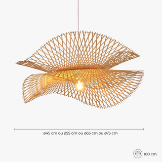 Woven Bamboo Pendant Light – Bohemian Pendant Light With Openwork Shade