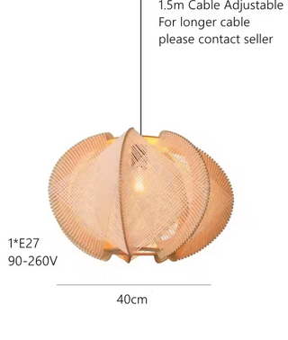 Nordic Wooden Pendant Light – Scandinavian Pendant Lamp with LED Cord Suspension