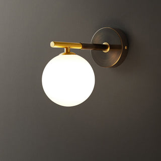 Luxury copper ball wall sconce — single light warm metallic finish