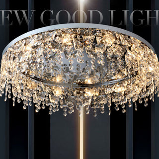 Flush mount crystal ceiling lamp chrome – luxury bedroom