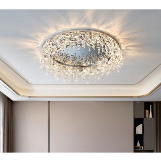 Crystal chrome luxury ceiling fixture – flush mount installed