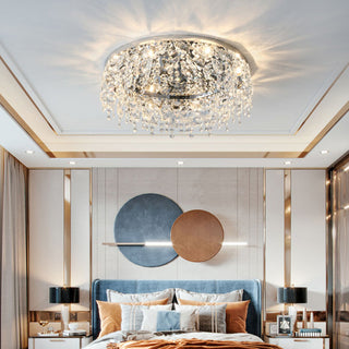 Luxury chrome ceiling lamp crystal – flush mount bedroom