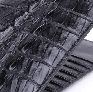 alligator leather wallet haven handmade classic men's card holder snap closure side view