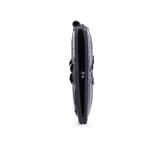alligator leather wallet haven handmade classic men's card holder snap closure angle view