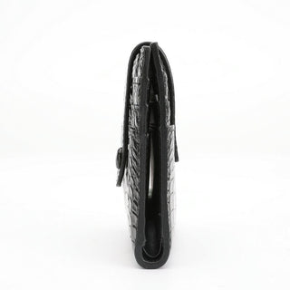alligator leather wallet haven luxury men's card holder vertical slots extra storage pockets angle view