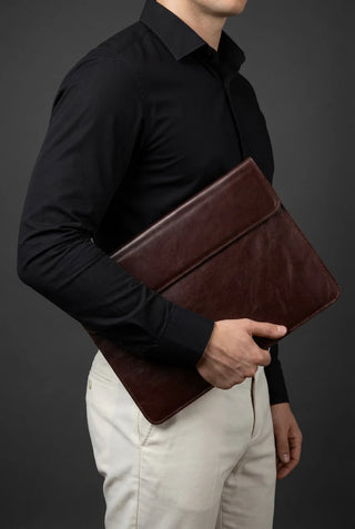 leather laptop sleeve magnetic closure genuine leather macbook pro case 15 inch set view