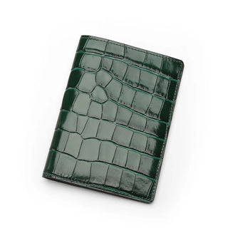 crocodile leather passport holder haven rfid travel wallet slim italian calfskin display view