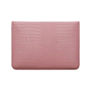 pu leather laptop sleeve crocodile texture plush interior built-in stand natural view