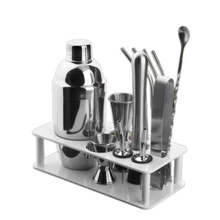 marbella cocktail set 12 piece stainless steel barware home bartender kit side view