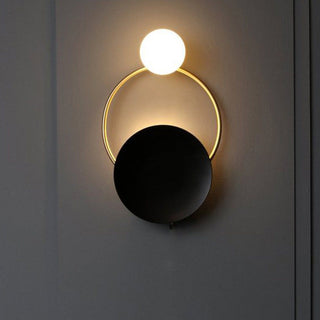 Black gold vintage circle industrial wall lamp — aisle sconce