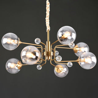 Modern contemporary gold chandelier side — LED glass warm