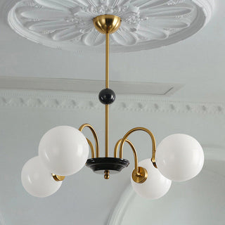 Chrome Nordic chandelier wide — 3-globe glass ceiling warm