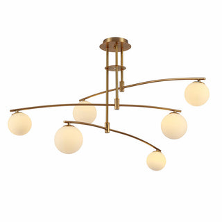 Glass ball chandelier Nordic white iron frame pendant lamp