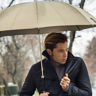 Luxury enameled resin handle automatic handmade Italian men's umbrella back view