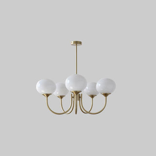 Contemporary bubble pink glass chandelier ceiling close-up