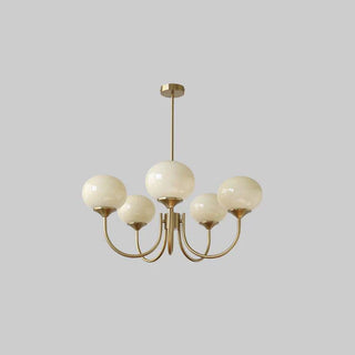 Modern glass pink bubble chandelier ceiling interior view