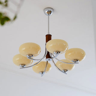 Medieval solid wood chandelier Bauhaus handcrafted hanging lamp