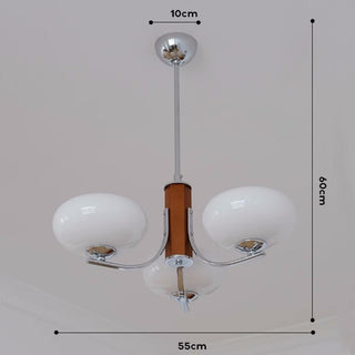 Handcrafted wood chandelier medieval Bauhaus dining room light
