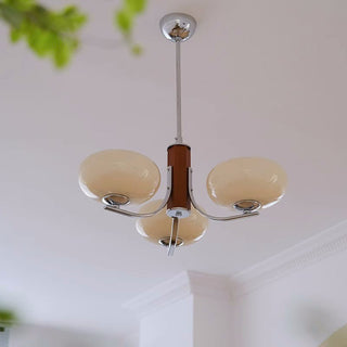 Medieval wooden chandelier Bauhaus design handcrafted fixture