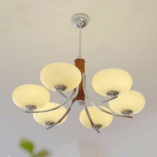 Solid wood chandelier medieval pendant Bauhaus interior view